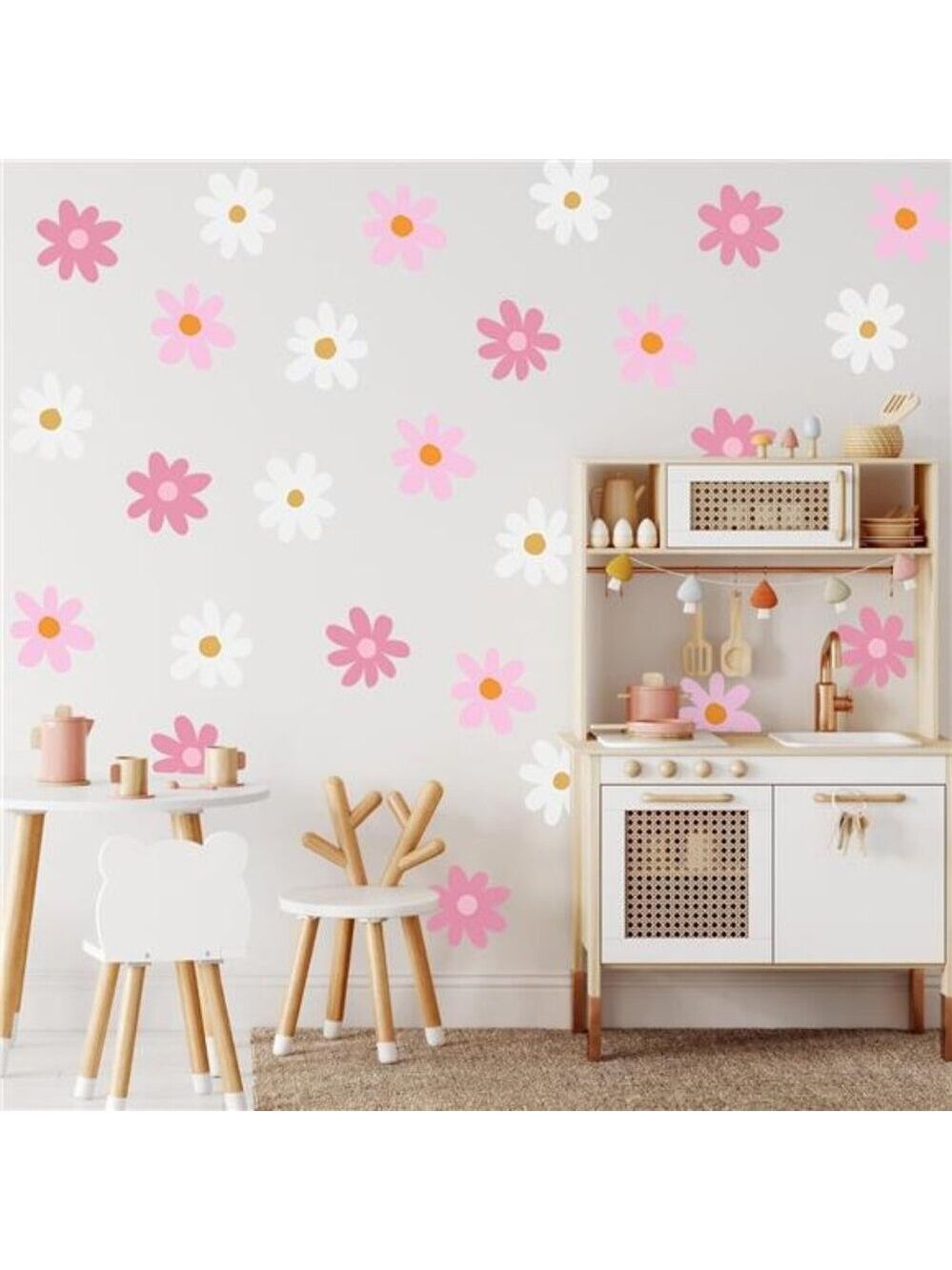 Daisy Wall Decals Flower Stickers Peel and Stick Vinyl Nursery Bedroom Living Ro